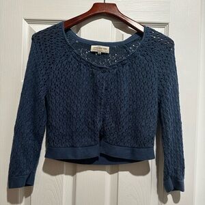 FREE WITH BUNDLE Jones New York Blue Crochet Cropped Cardigan